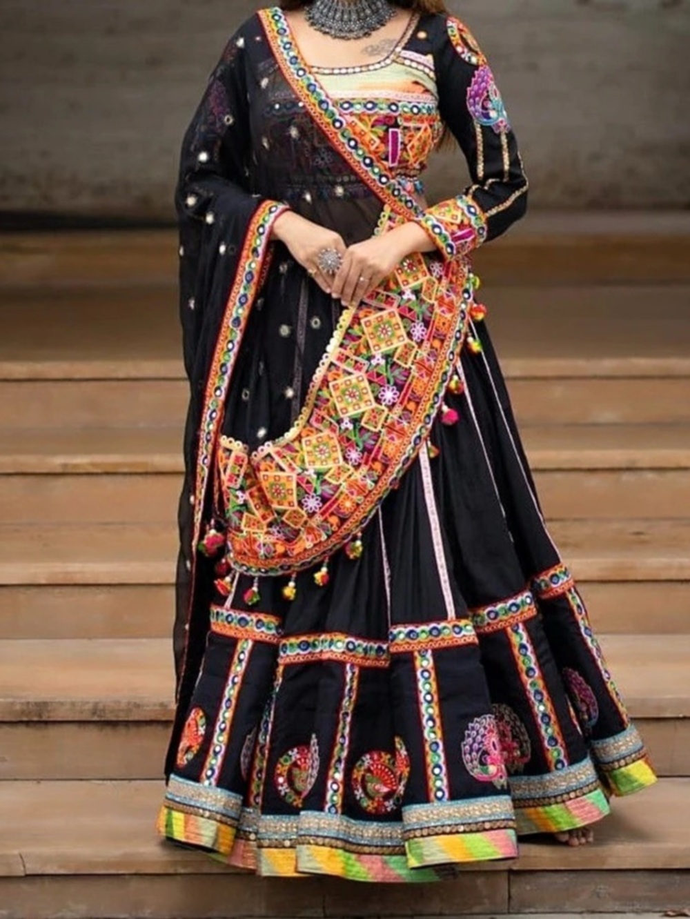 Embroidered Black Lehenga Set